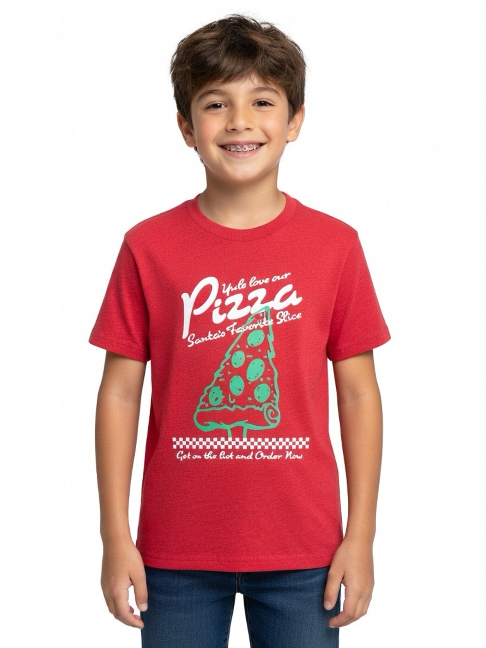 Cat & Jack Red Short-Sleeve Pizza Graphic Tee